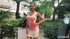 18 year old female boxer Sabrina Blond covers up her naked tits